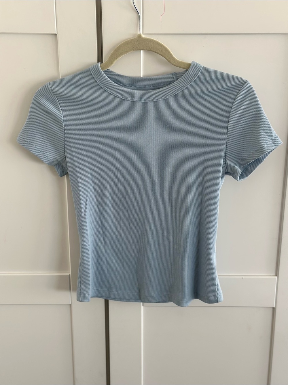 Old Navy Snug Ribbed Baby Blue Fitted T-Shirt Size Small